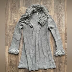 Y2K Madison Knit Coatigan Shag Collar Boho 2000s Lizzie McGuire Style M